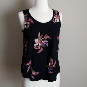 NWOT A new day flowy black floral tank